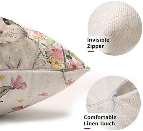Bunny Rabbit Easter Pillow Covers 12x20 inches 2 Set