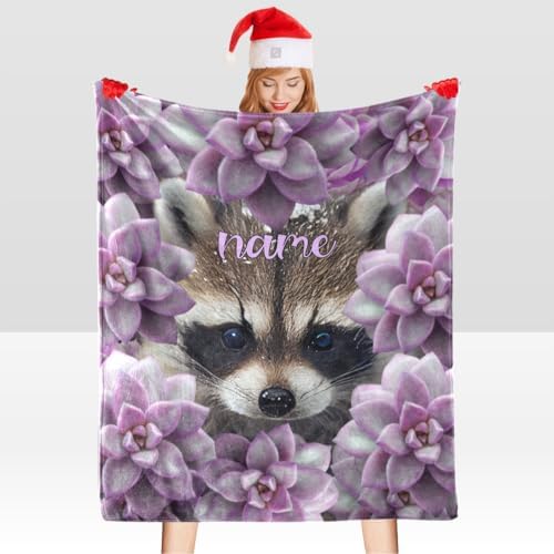Custom Raccoon Blanket with Personalized Name