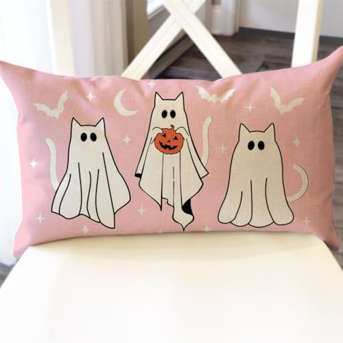 Halloween Pink Throw Pillow Cover 12x20-Inch