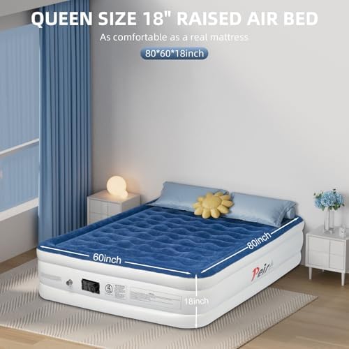 Peirhw Air Mattress Queen with Built in Pump