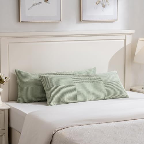 Fancy Homi Boho Long Lumbar Pillow Cover - Sage Green - Rustic Farmhouse Style