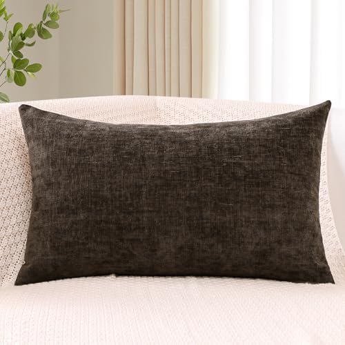Chenille Throw Pillow Cover Soft Brown Decorative Pillow Case