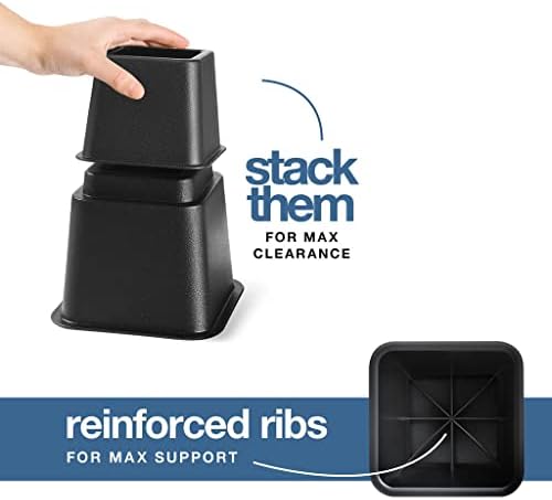 Adjustable Bed Risers - 358 inch stackable for under-bed storage