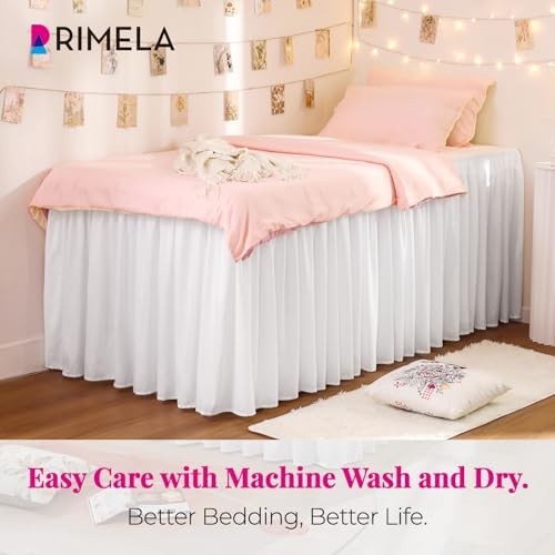 Stylish and Machine-Washable Dorm Bed Skirt Twin XL White Bed skirt