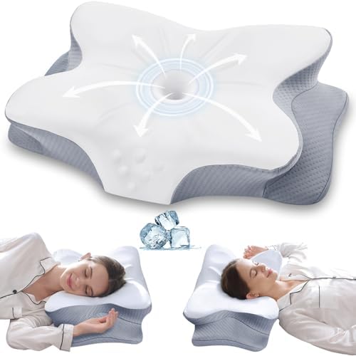 Avocahom Cervical Neck Pillow for Neck and Shoulder Pain Relief Grey