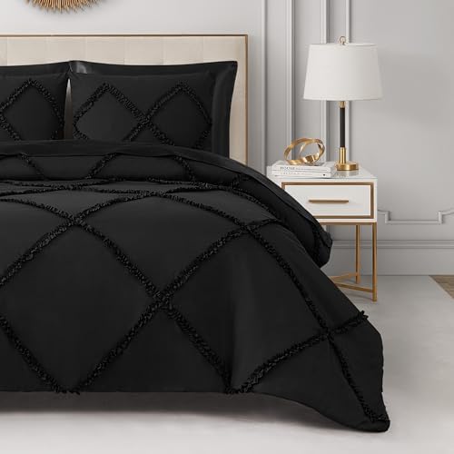 Juicy Couture Diamond Ruffle Comforter Set - 3-Piece Black