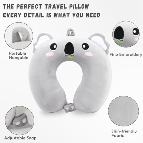 Kids Travel Pillow with Koala Eye Mask and Memory Foam Support