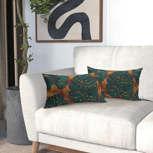 Cozy 12x20 Pillow Cover Tropical Leaf Design