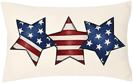 RABUSOFA Patriotic 4th of July Decorative Pillow Covers 12x20