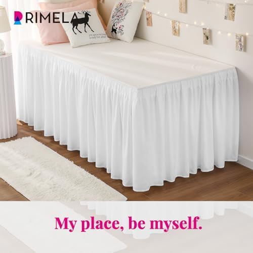 Stylish and Machine-Washable Dorm Bed Skirt Twin XL White Bed skirt