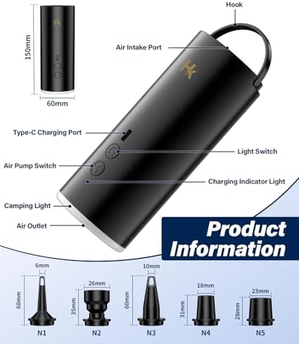HK Air Pump for Inflatables with Camping Light