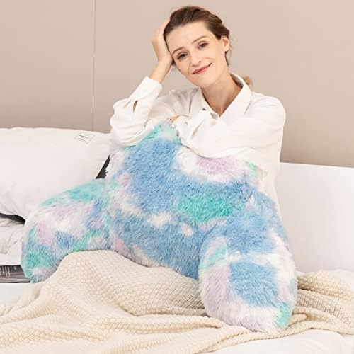 Cozy Fur Backrest Pillow With Arms Perfect Support for Reading