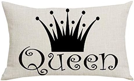 WENIANRU Black Word Art Queen Crown Lover Throw Pillow Cover
