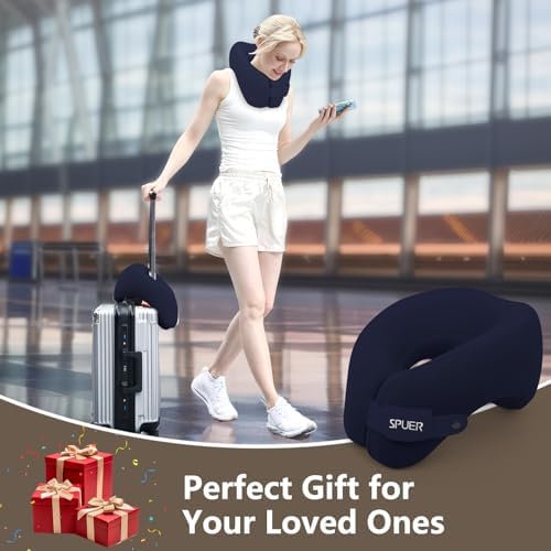 SPUER 2in1 Ergonomic Memory Foam Travel Neck Pillow