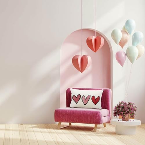 Valentines Day Red Heart 12x20 Inch Decorative Pillow Case