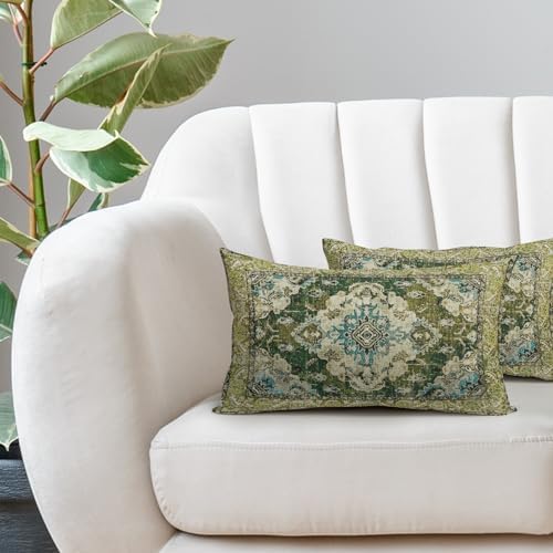Sage Green Blue Boho Pillow Covers 12x20 Set of 2