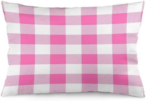 Chic Pink Preppy Buff Check Plaid 12x20in Modern Pillow Cover