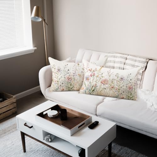 Spring Floral Throw Pillow Covers 12x20 Set of 2