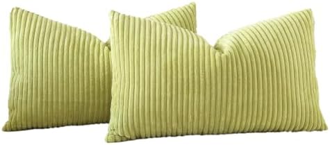 OTOSTAR 12x20 Inch Solid Corduroy Pillow Covers with Stripes