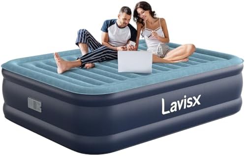 Luxury Queen Air Mattress with Auto-Stop Pump Flocked Surface