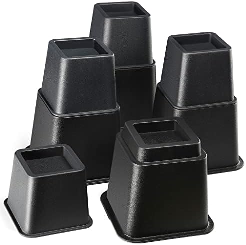 Adjustable Bed Risers - 358 inch stackable for under-bed storage