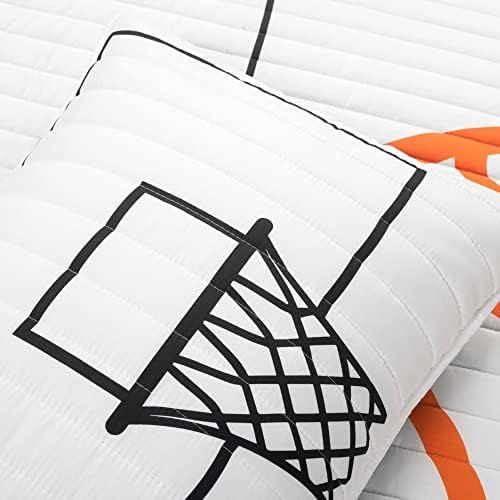 Basketball Quilt Set for Kids Oversized Reversible White Navy