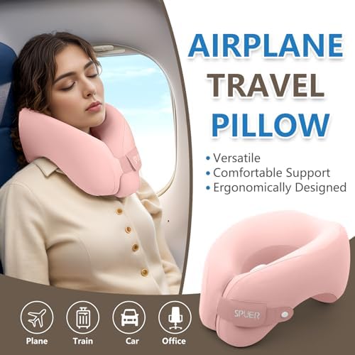 SPUER 2-in-1 Ergonomic Memory Foam Travel Neck Pillow