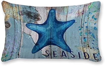 Mutilovely Soft Velvet Pillowcase Ocean Beach Seahorse Lumbar Bedding 14x24inch
