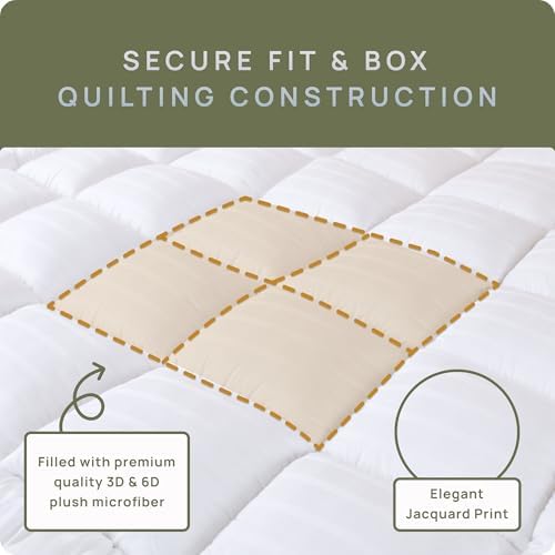 Extra Thick Pillow Top Mattress Topper Queen Cooling Cloud Comfort