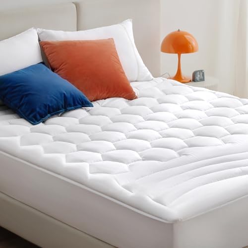 Bedsure Queen Mattress Pad - Quilted Noiseless Machine Washable Protector