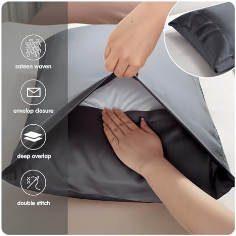 Premium Eucalyptus Lyocell Pillowcase Dark Grey Long Bed Pillow Case 20X54 inches