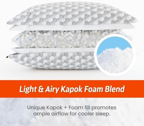 Adjustable Cooling Kapok Pillow for Head and Neck Support Queen