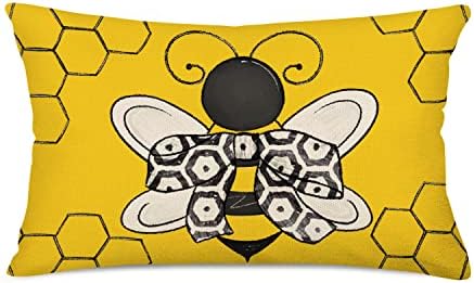 Bee Honeycomb Pillow Cover Yellow 12x20-Inch