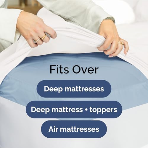 Extra Deep Pocket Queen Sheets - Breathable Cooling Bed Sheet Set - White