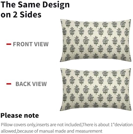 Sage Green Grey Floral Throw Pillow Covers 12x20 Set of 2
