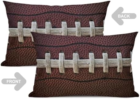 Football Print Lumbar Throw Pillow Covers Set of 2 Brown