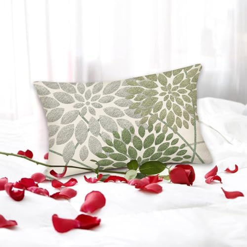 Elegant Sage Green Boho Lumbar Pillow Cover