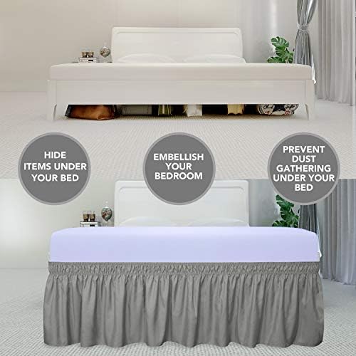 PureFit Wrap Around Ruffled Bed Skirt - Gray