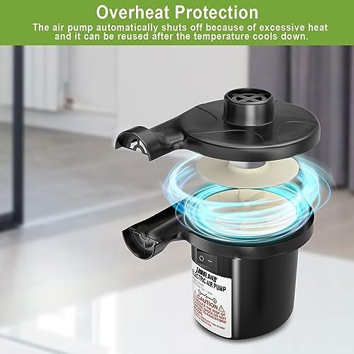 CAMULAND Portable Air Pump with 3 Nozzles and 12V Car Adapter