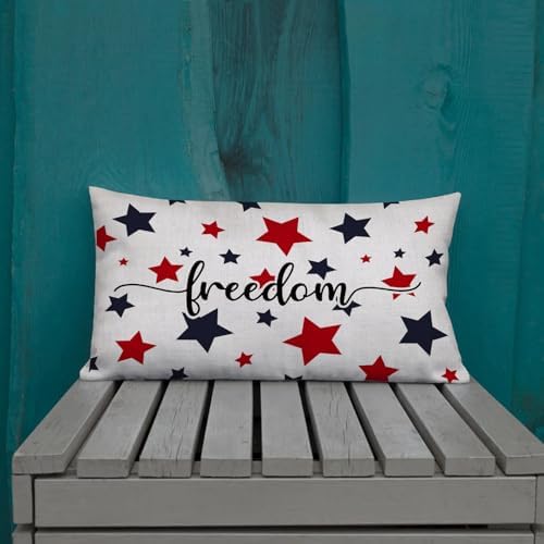 07 Patriotic Throw Pillow Cover - 12x20 Inch Star Design Treasure