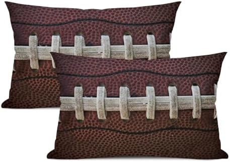 Football Print Lumbar Throw Pillow Covers Set of 2 Brown
