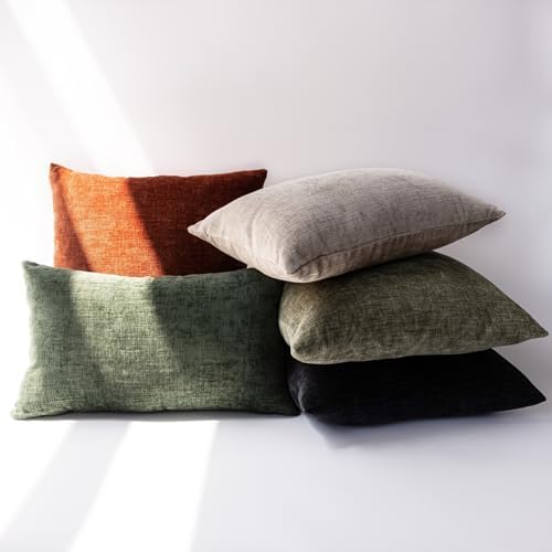 VOILYBIRD Texture Throw Pillow Covers 12x20 Inches Sage Green Pack of 2