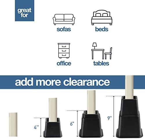 Adjustable Bed Risers - 358 inch stackable for under-bed storage