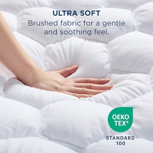 Bedsure Queen Mattress Pad - Quilted Noiseless Machine Washable Protector