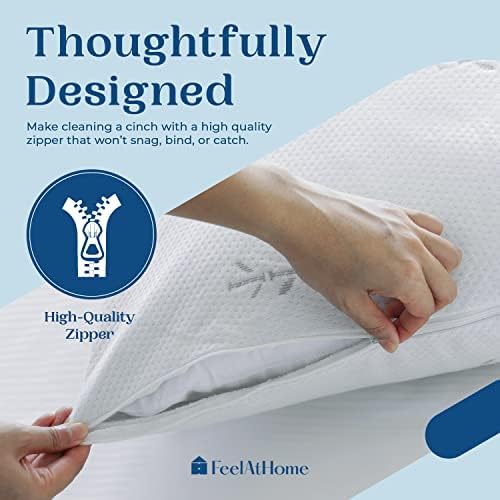 FeelAtHome Cooling Bamboo Pillow Cover - 20x26 inches Waterproof Breathable