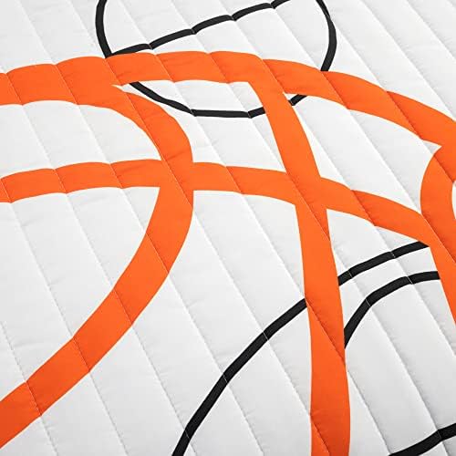 Basketball Quilt Set for Kids Oversized Reversible White Navy