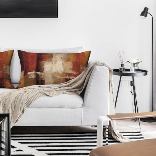 Breathe Easy Lcokin Burnt Orange Abstract Throw Pillow Covers