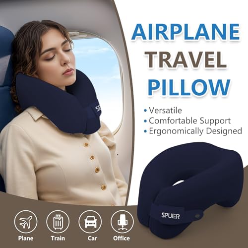 SPUER 2in1 Ergonomic Memory Foam Travel Neck Pillow