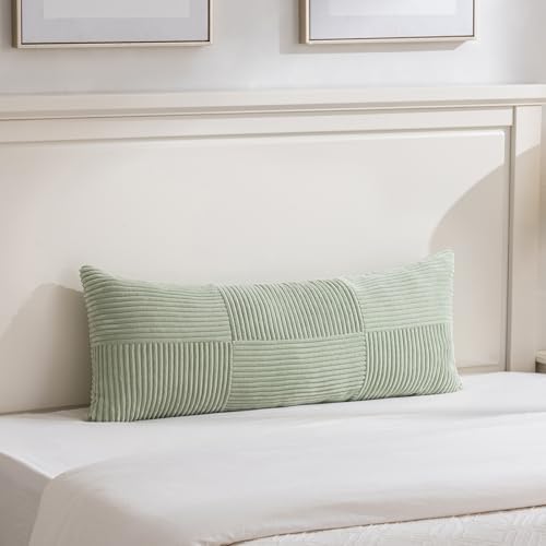 Fancy Homi Boho Long Lumbar Pillow Cover - Sage Green - Rustic Farmhouse Style