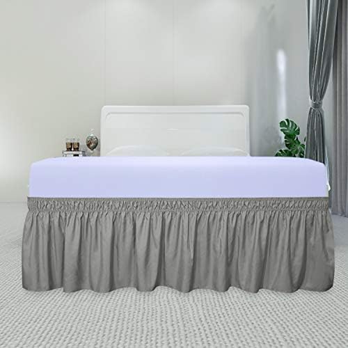 PureFit Wrap Around Ruffled Bed Skirt - Gray